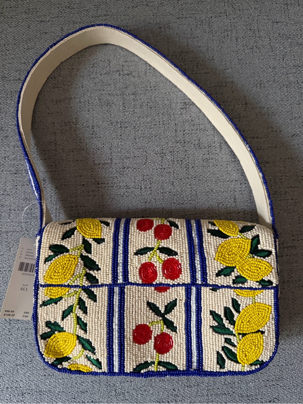 Anthropologie White Beaded Shoulder Bag Fiona NWT - Picture 1 of 2